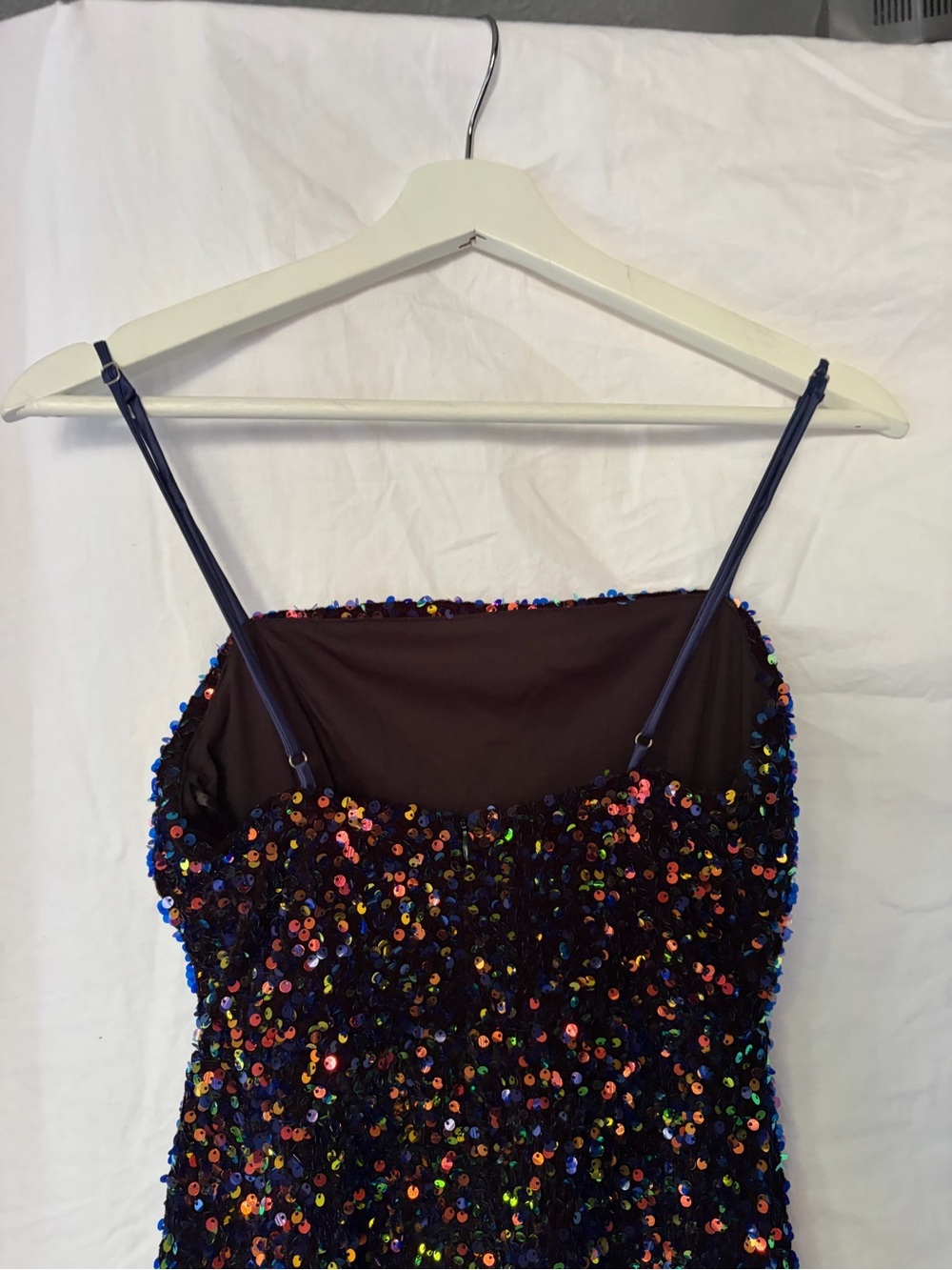 Hello Molly Multi-Color Sequin Mini Dress Sparkly Spaghetti Strap Party Size XS - Picture 8 of 15